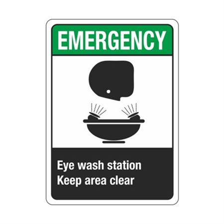 Emergency Eye Wash Station Keep Area Clear Sign